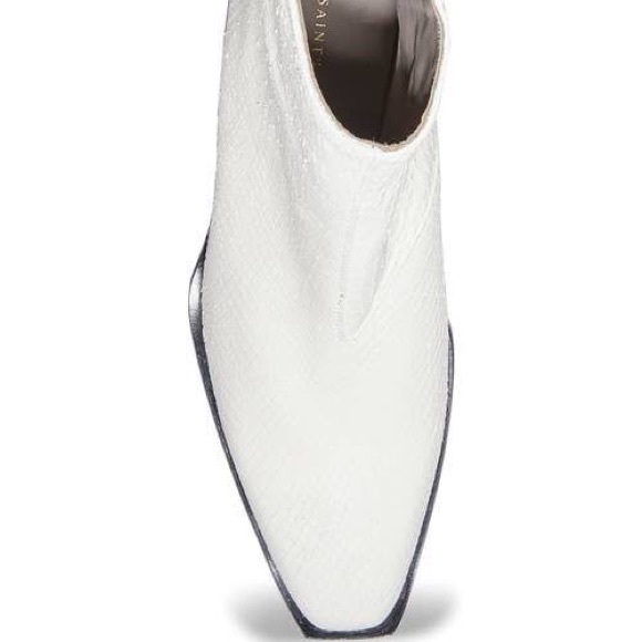 ALL SAINTS LENORA SNAKE EMBOSSED LEATHER WHITE BOOTIES NWT SZ 9 - Picture 6 of 10